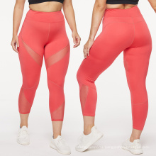 In Stock Capri Yoga Pants Women Mesh 4 Way Stretch Yoga Leggings High Waist Pink Fitness Capri Pants